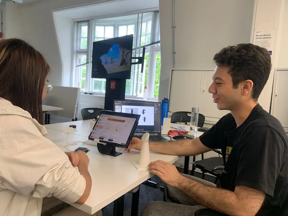 User testing session with the kiosk prototype