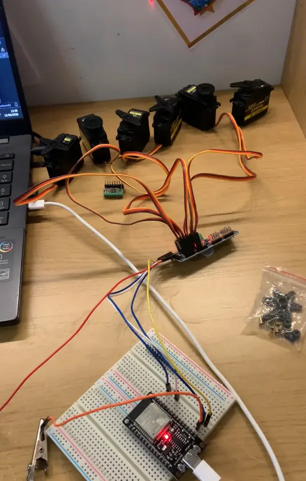 Servo test rig on a breadboard