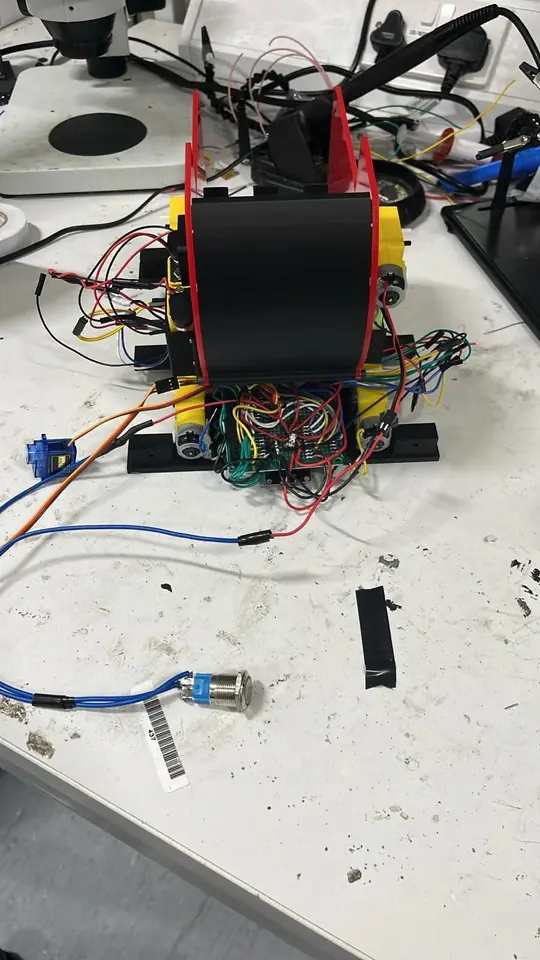 Nationals robot mid-build with the collector and wiring